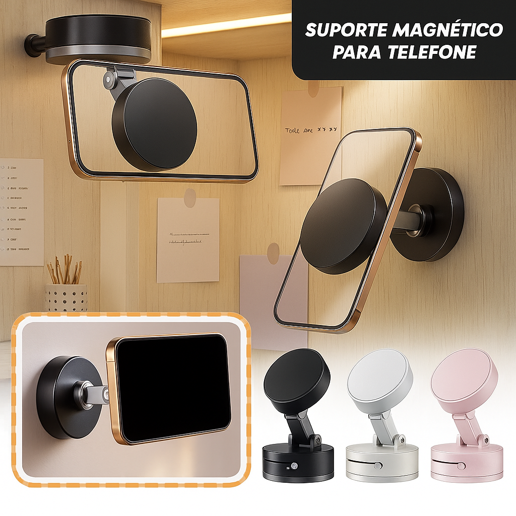 Suporte Magnético Para Celular, Sucção A Vácuo com Rotação 360°