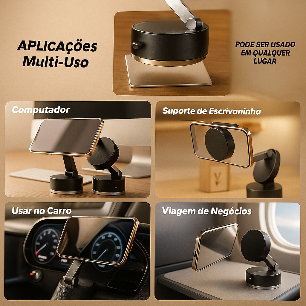 Suporte Magnético Para Celular, Sucção A Vácuo com Rotação 360°
