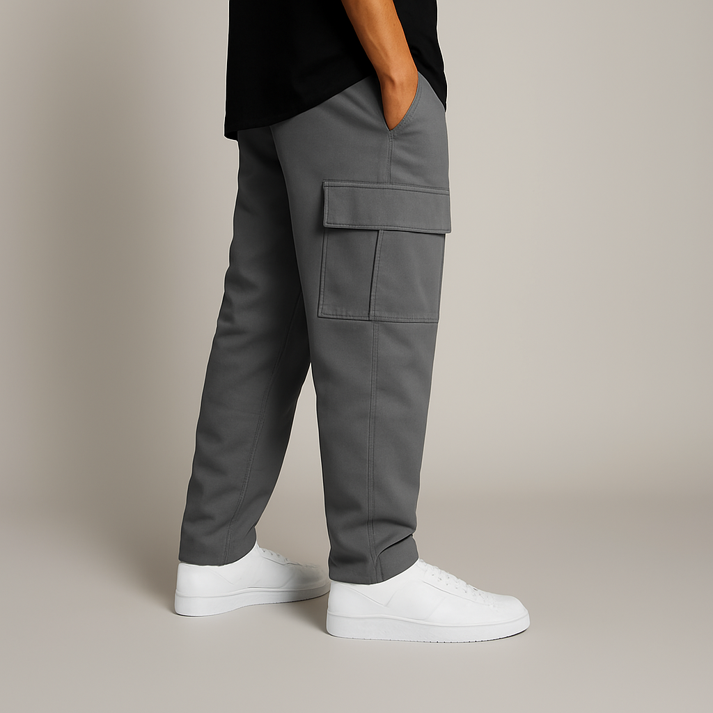 Calça Cargo Larga com Cordão de Ajuste