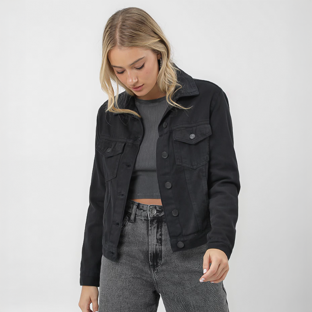 Jaqueta Jeans Feminina com Botão Forrado