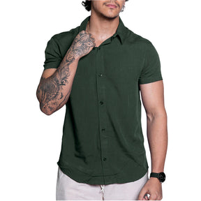 Camisa Social de Linho – Gola Italiana